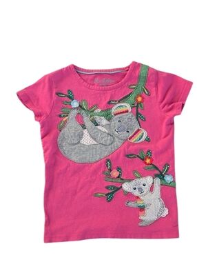 Mini Boden Koala Pink Applique T-shirt Sz 7/8